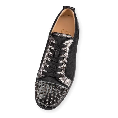 ルブタンスーパーコピー ☆AW18☆CHRISTIAN LOUBOUTIN Louis Juniar Spikes Flat CHARBON 8042302